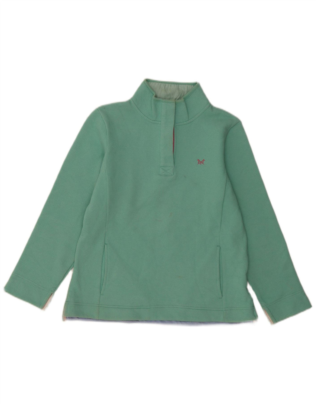 Crew Clothing Damen-Sweatshirt mit Knopfkragen, Gr. 12, Mittelgrün