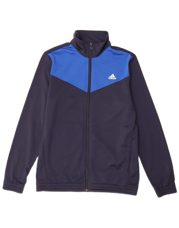 ADIDAS Jungen-Trainingsanzug-Top-Jacke, 14–15 Jahre, Marineblau, Farbblock