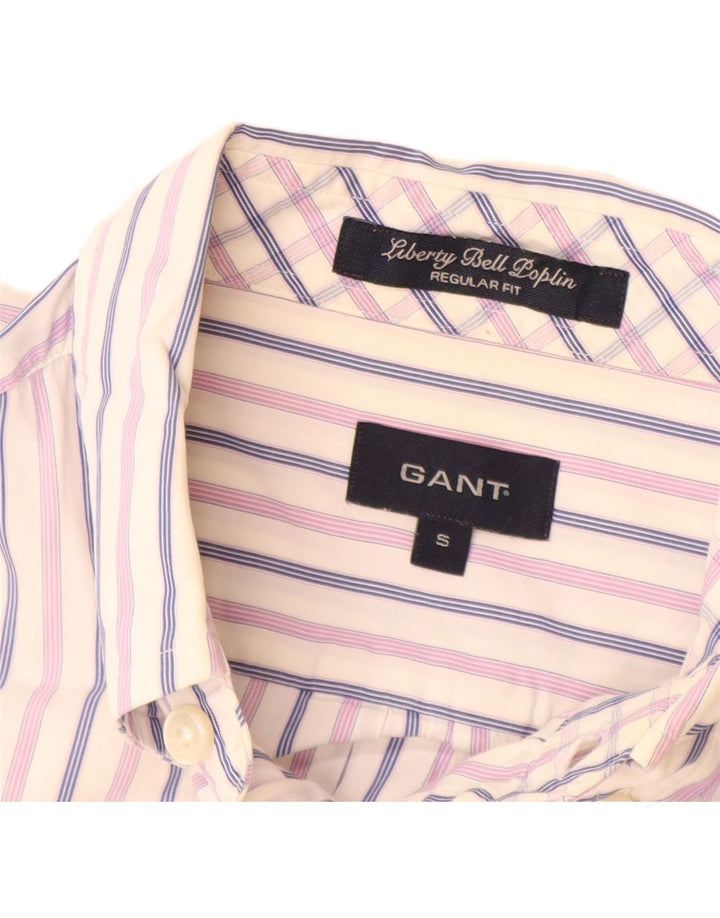 GANT Herren-Hemd mit normaler Passform, klein, weiß gestreift, aus Baumwolle
