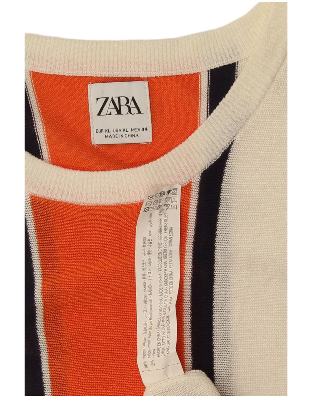 Zara Damen Basic Kleid UK 18 XL Weiß gestreifte Viskose