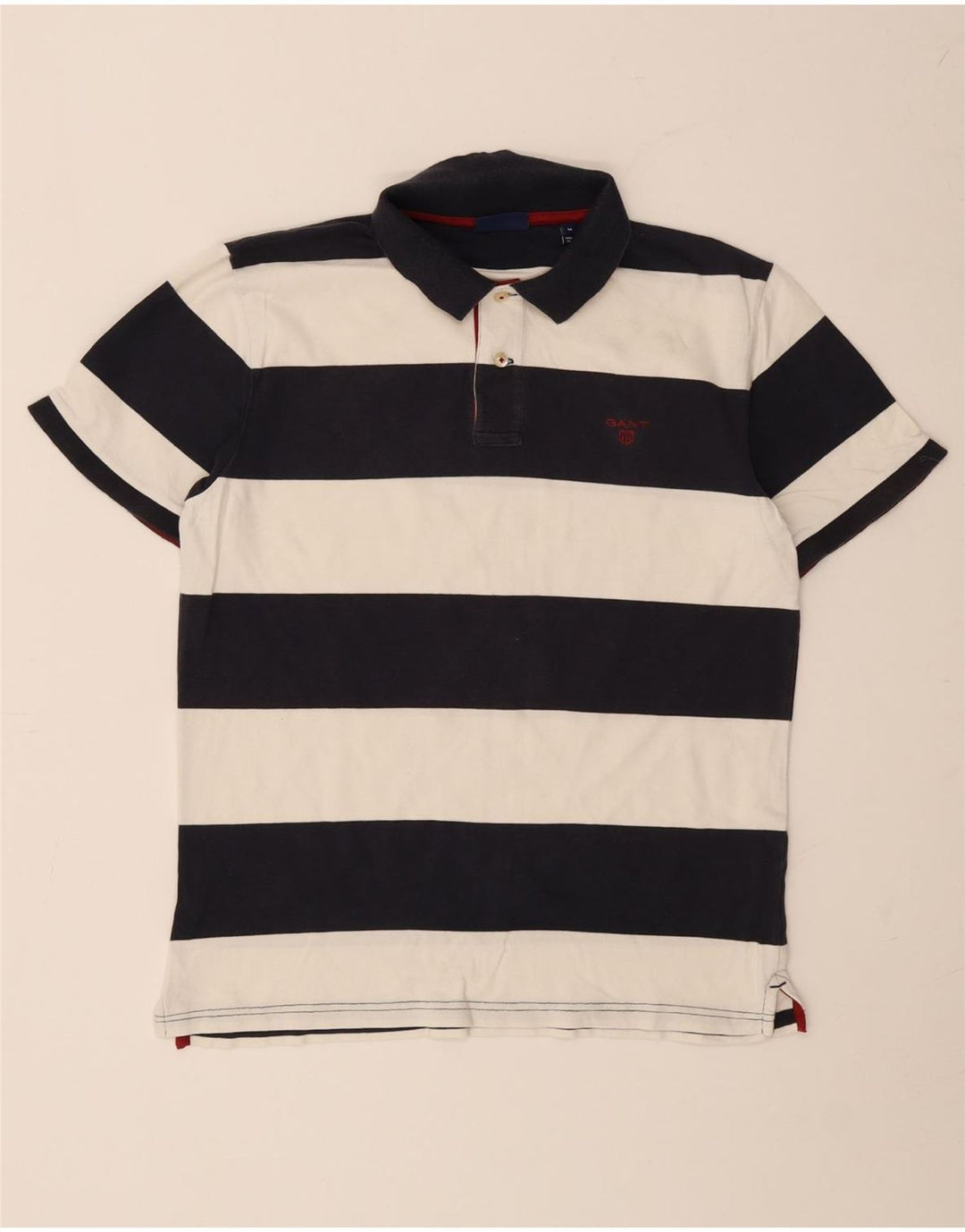 Gant Herren-Rugby-Poloshirt aus mittelblauer, gestreifter Baumwolle