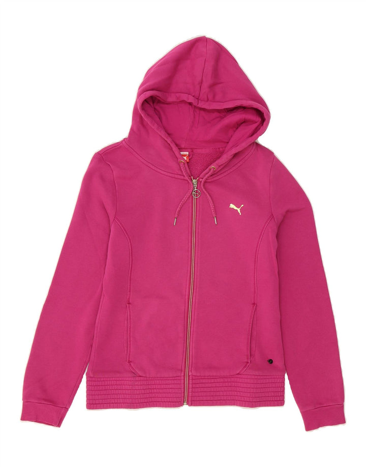 PUMA Womens Zip Hoodie Sweater UK 12 Medium  Pink Cotton Vintage Puma and Second-Hand Puma from Messina Hembry 