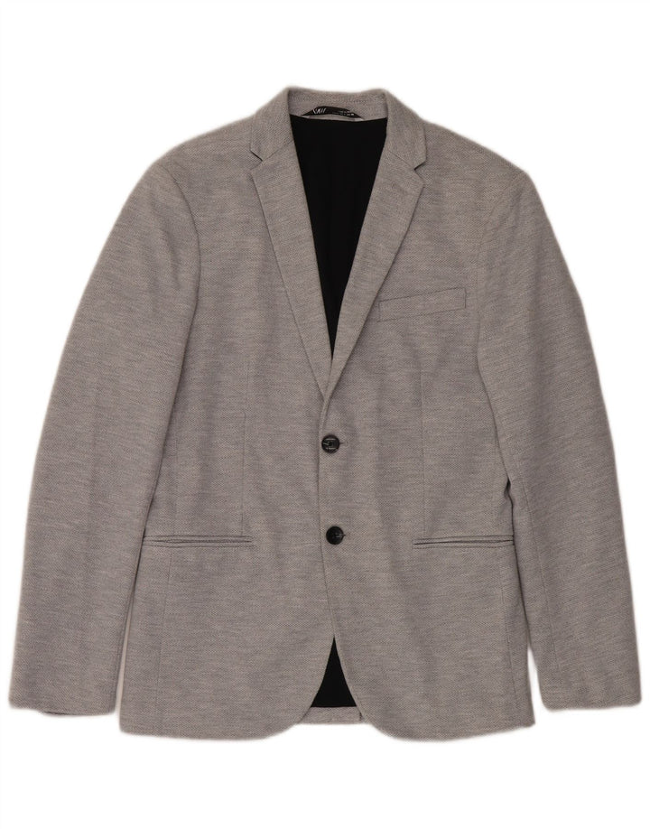 Zara Herren-Blazer mit 2 Knöpfen, UK 36, Größe S, grau, Polyester
