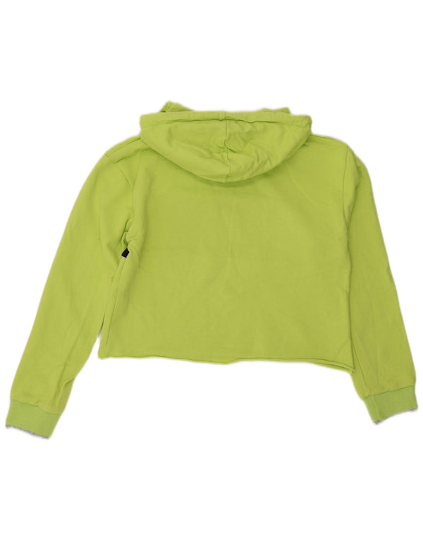 Pyrex Womens Crop Graphic Hoodie Pullover UK 14 Mittelgrüner Farbblock