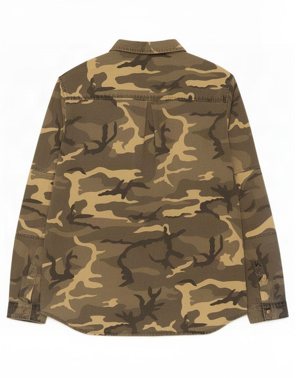 Zara Damen Militärhemd UK 16 Large Khaki Camouflage Baumwolle