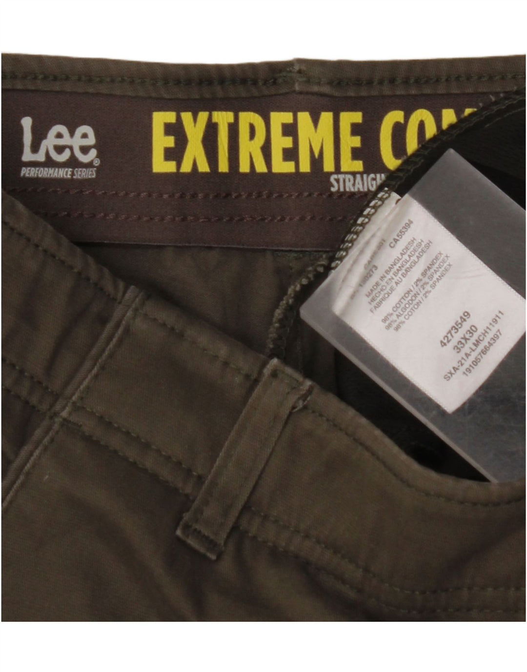 LEE Herren-Chinohose „Extreme Comfort Straight“, W33, L30, Khaki, Baumwolle