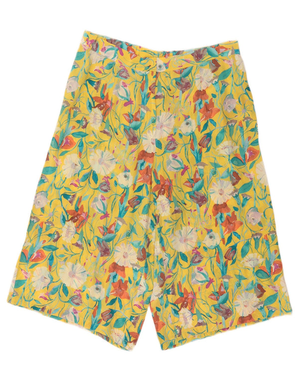 Vintage Damen Shorts mit hoher Taille und weitem Bein, lässig, W34, groß, gelb geblümt