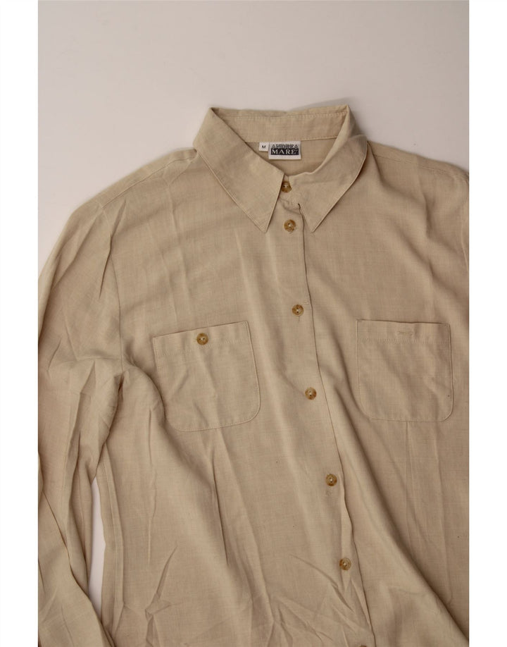 ANDREA MARE Womens Shirt Blouse UK 14 Medium Beige Viscose Vintage Andrea Mare and Second-Hand Andrea Mare from Messina Hembry 