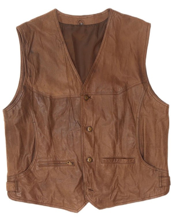 Vintage Herren Lederweste IT 58 2XL Braun