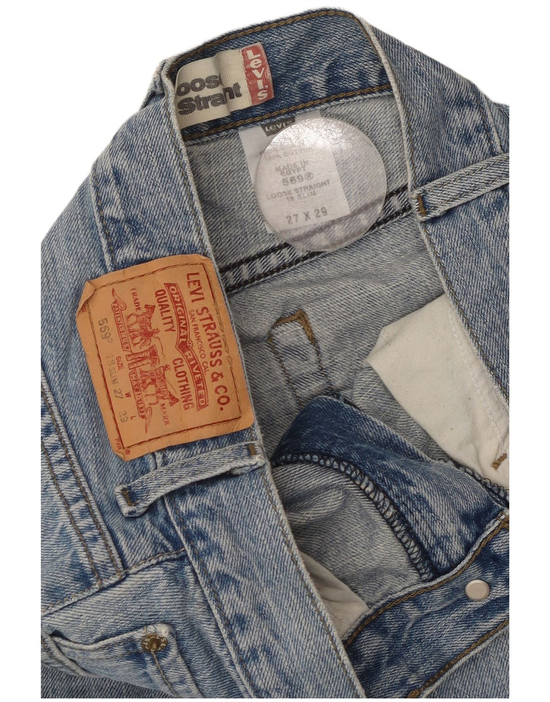 Levi's Damen 569 Loose Fit Straight Jeans W27 L29 Blaue Baumwolle