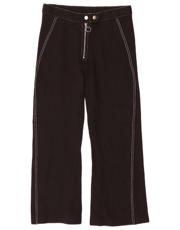 Topshop Damen-Freizeithose mit weitem Bein, UK 10, Größe S, W28, L26, schwarze Viskose