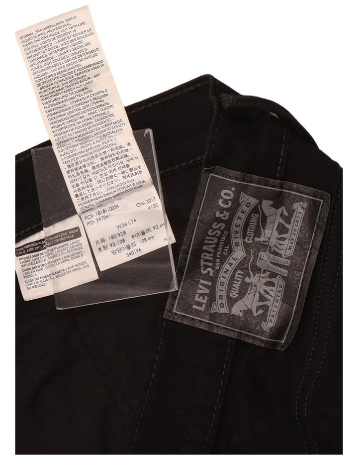 LEVI'S Herren Straight Jeans W36 L34 Schwarze Baumwolle