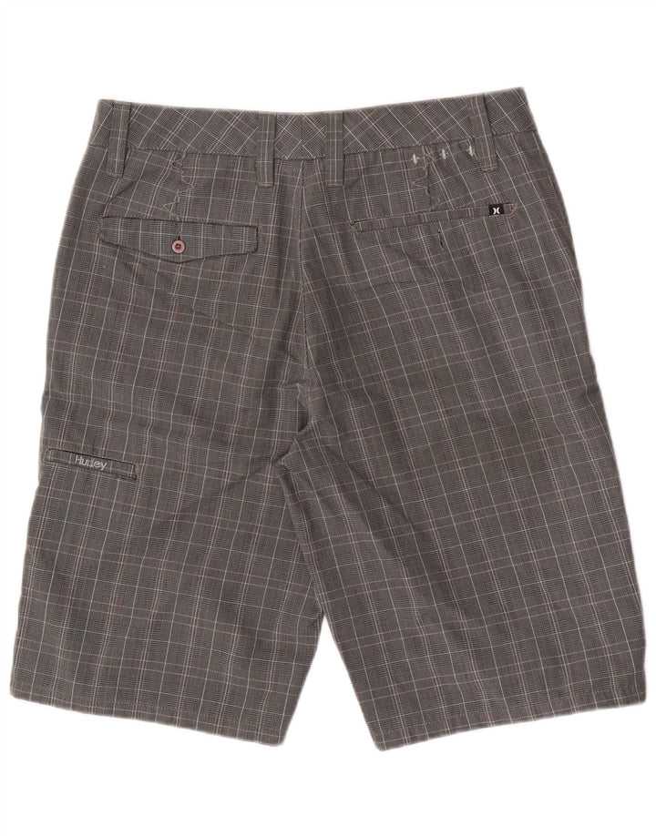 Hurley Herren-Cargo-Shorts, mittelgroß, W30, grau kariertes Polyester