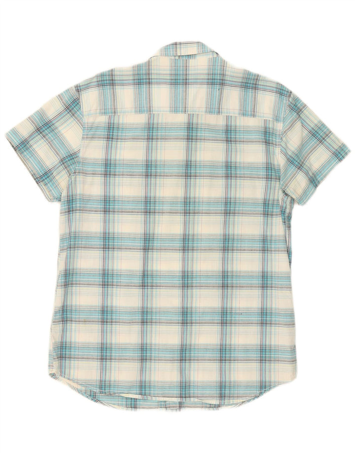 Wrangler Herren-Kurzarm-Flanellhemd XL, blau kariert, Baumwolle
