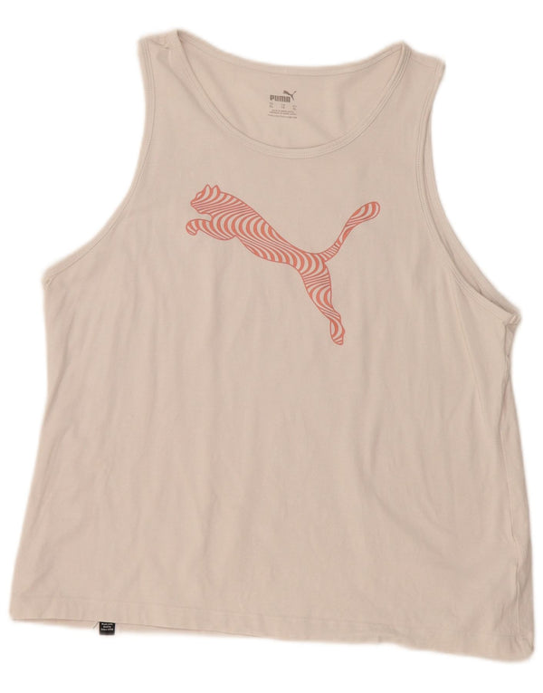 Puma Damen Graphic Vest Top UK 18 XL Weiße Baumwolle