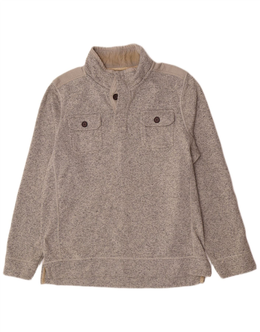Fat Face Herren-Sweatshirt mit Knopfkragen, XL, grau geflecktes Polyester