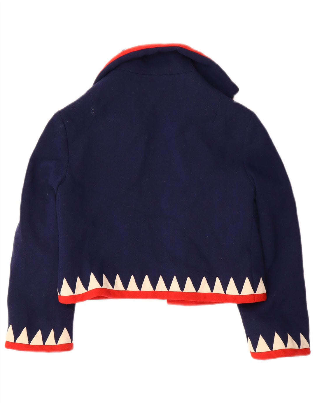 Vintage Damen Bolero Jacke UK 10 Small Navy Blue Geometrisch