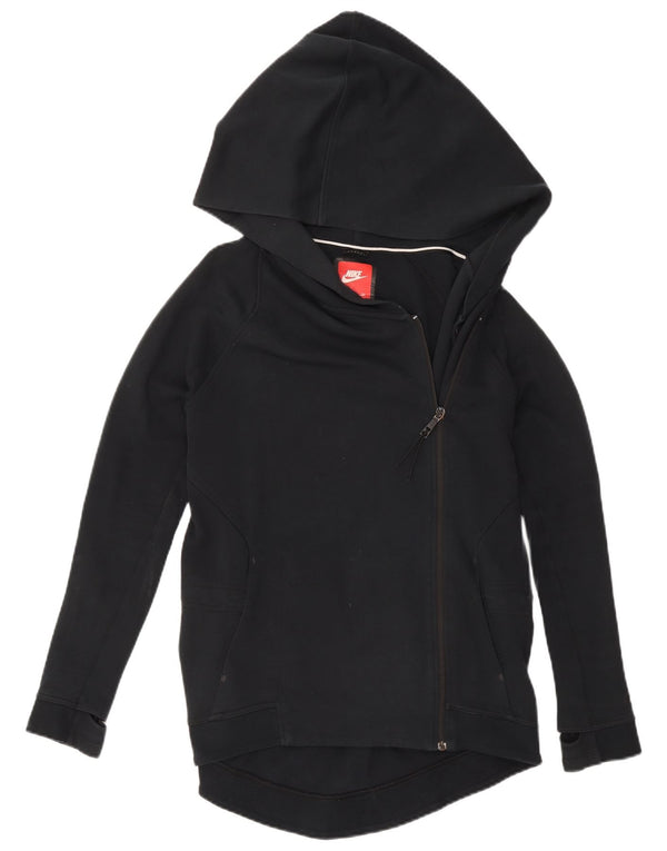 Nike Damen Zip Hoodie Pullover UK 10 Small Schwarz Baumwolle