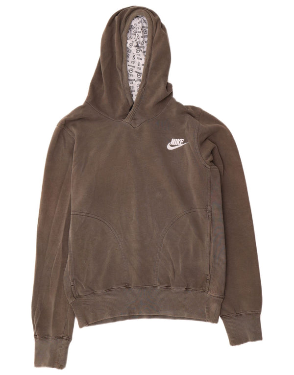 Nike Womens Graphic Hoodie Pullover UK 10/12 Medium Khaki Baumwolle