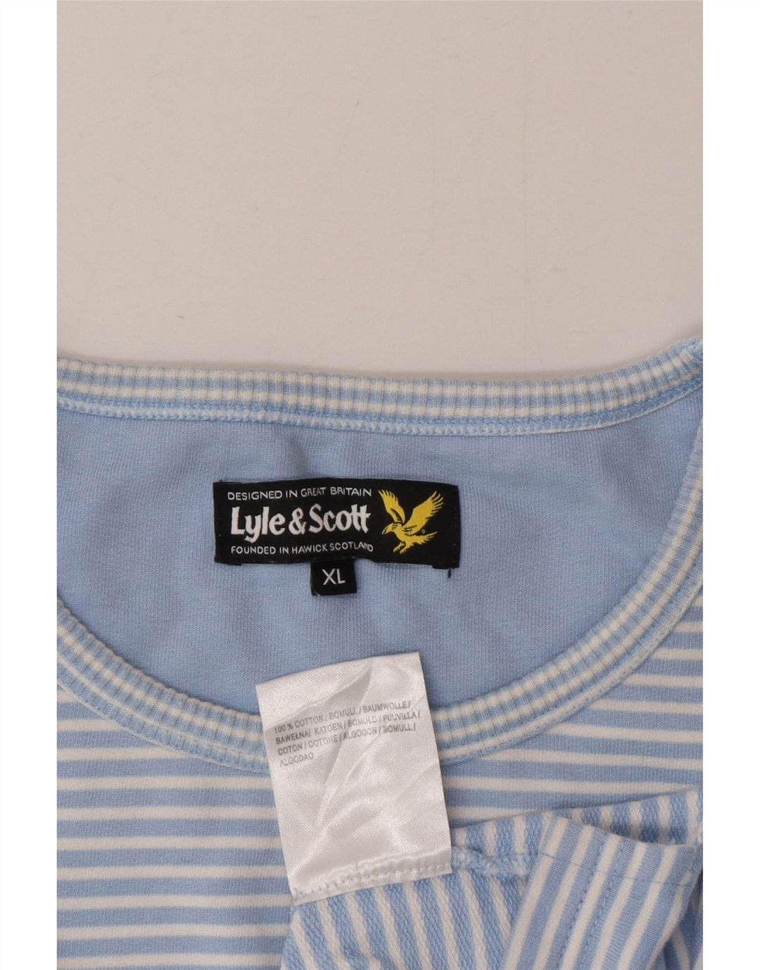 Lyle & Scott Herren-Oberteil, langärmlig, XL, Blau, Nadelstreifen