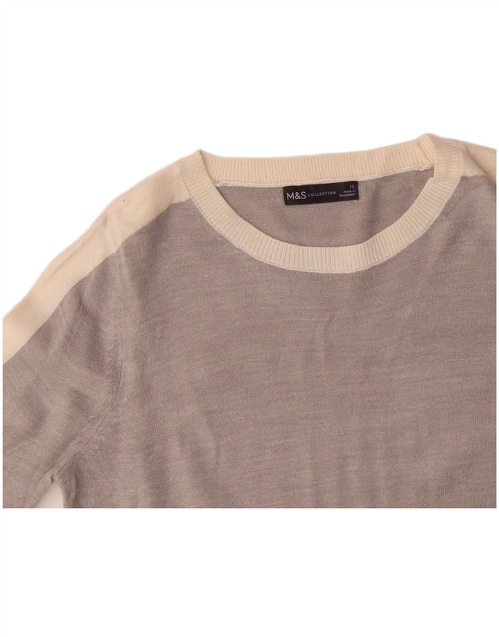 MARKS & SPENCER Damen Pullover mit U-Boot-Ausschnitt, UK 12, Mittelgrau
