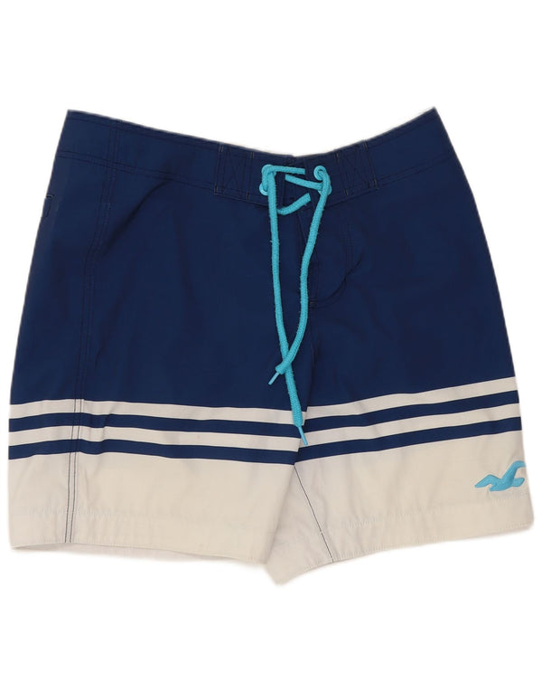 Hollister Mens Regular Swimming Shorts Small Blue Colourblock Polyester
