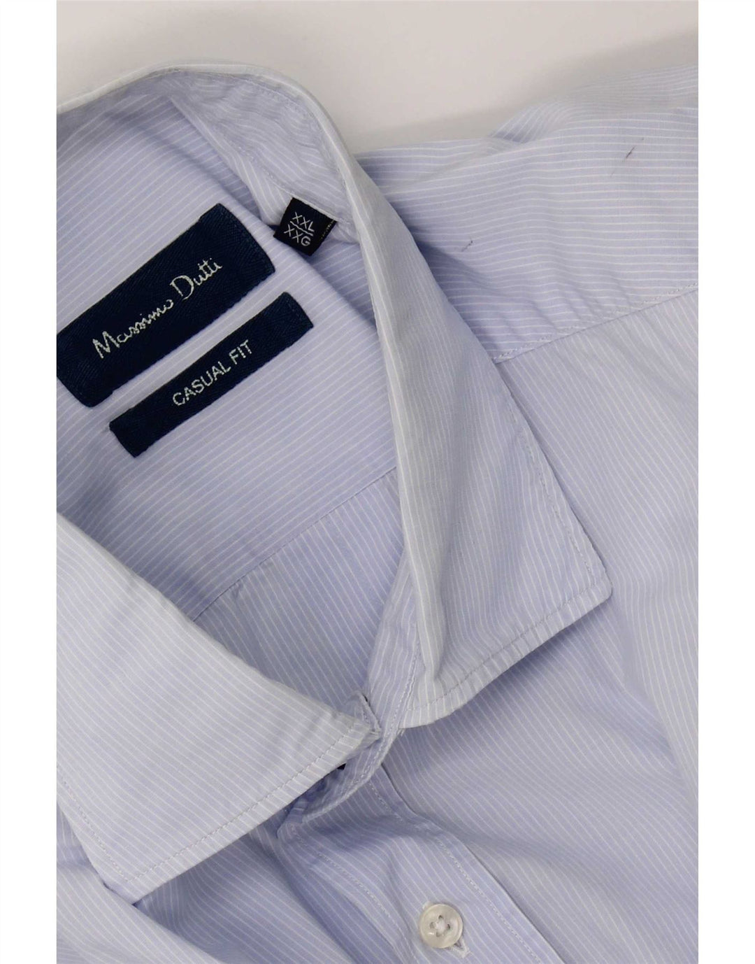 Massimo Dutti Herren-Hemd mit lässiger Passform, 2XL, blaue Nadelstreifen