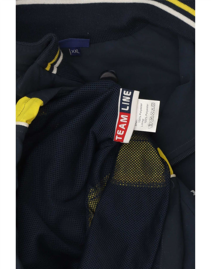 Asics Herren-Trainingsanzug mit grafischem Oberteil, 2XL, Marineblau, Farbblock-Polyester