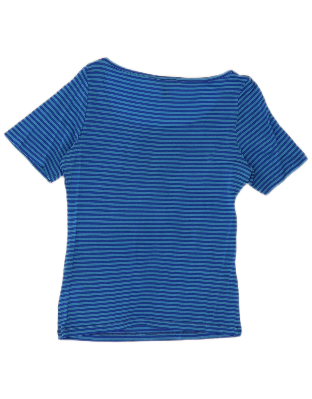 Roccobarocco Damen T-Shirt Top US 8 Mittelblau gestreiftes Acetat