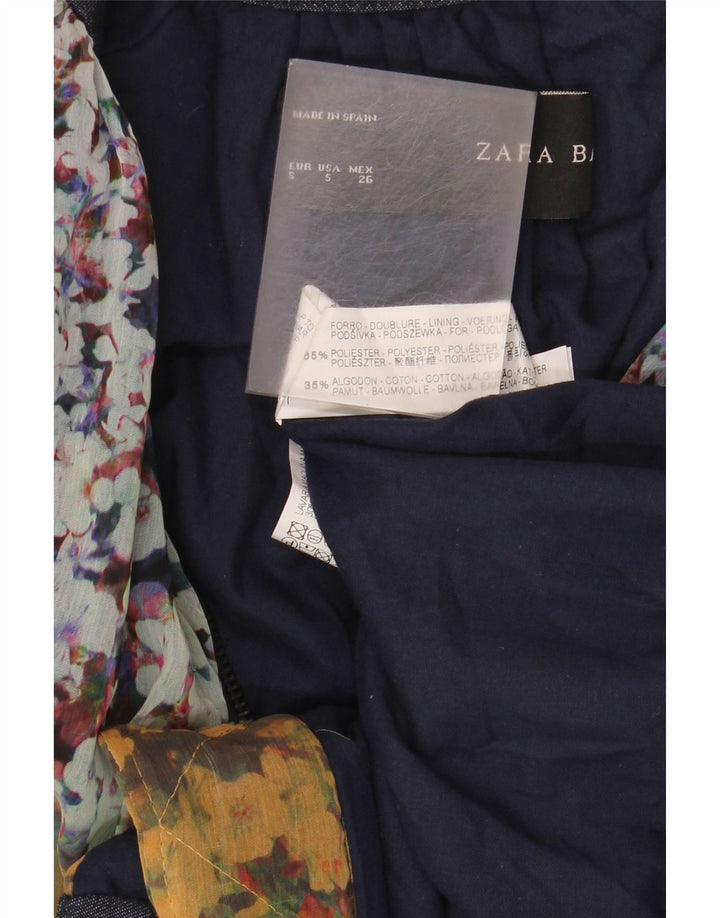 Übergroße Bomberjacke für Damen von Zara, UK 10, kleines gelbes Blumenmuster aus Polyester