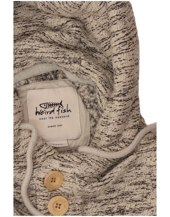 WEIRD FISH Herren-Kapuzenpullover, klein, grau meliert