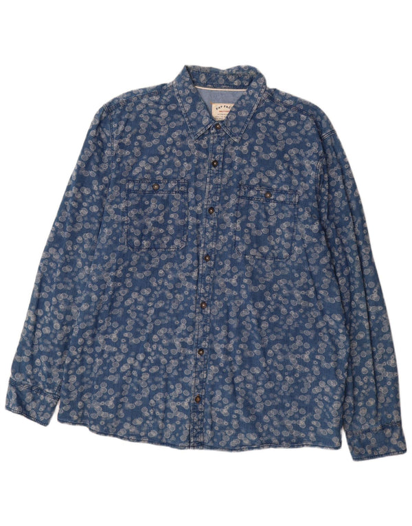 Fat Face Herrenhemd 2XL Blau geblümt Baumwolle