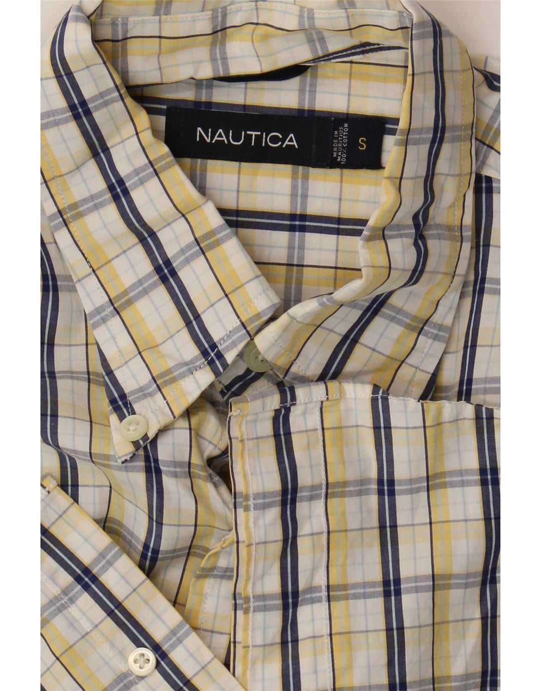 Nautica Herren-Kurzarmhemd, klein, gelb kariert, Baumwolle