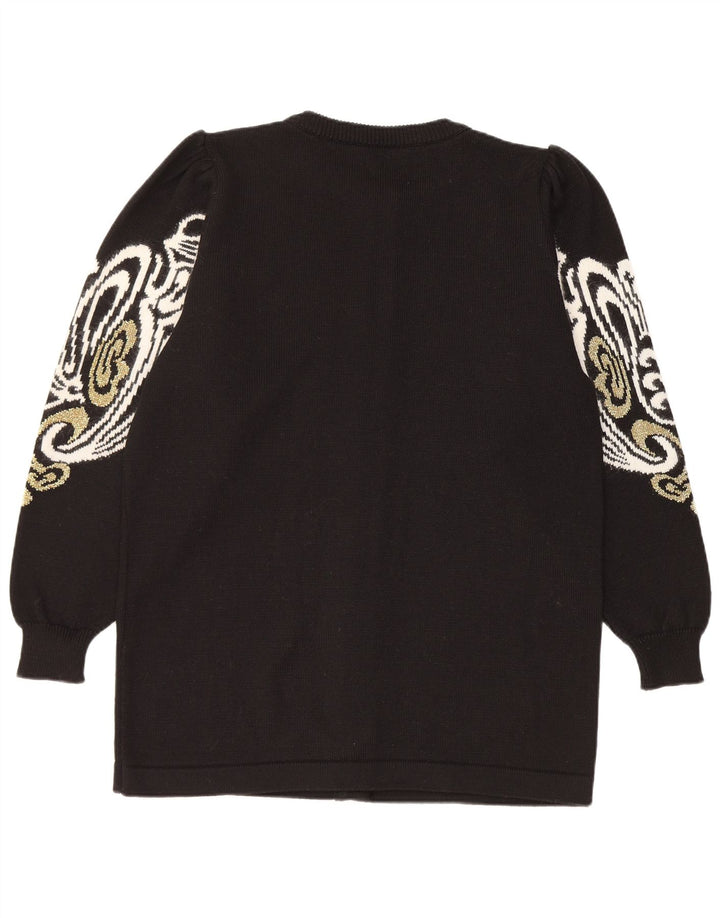 Vintage Damen Cardigan Pullover EU 38/40 Medium Schwarz Paisley Acryl