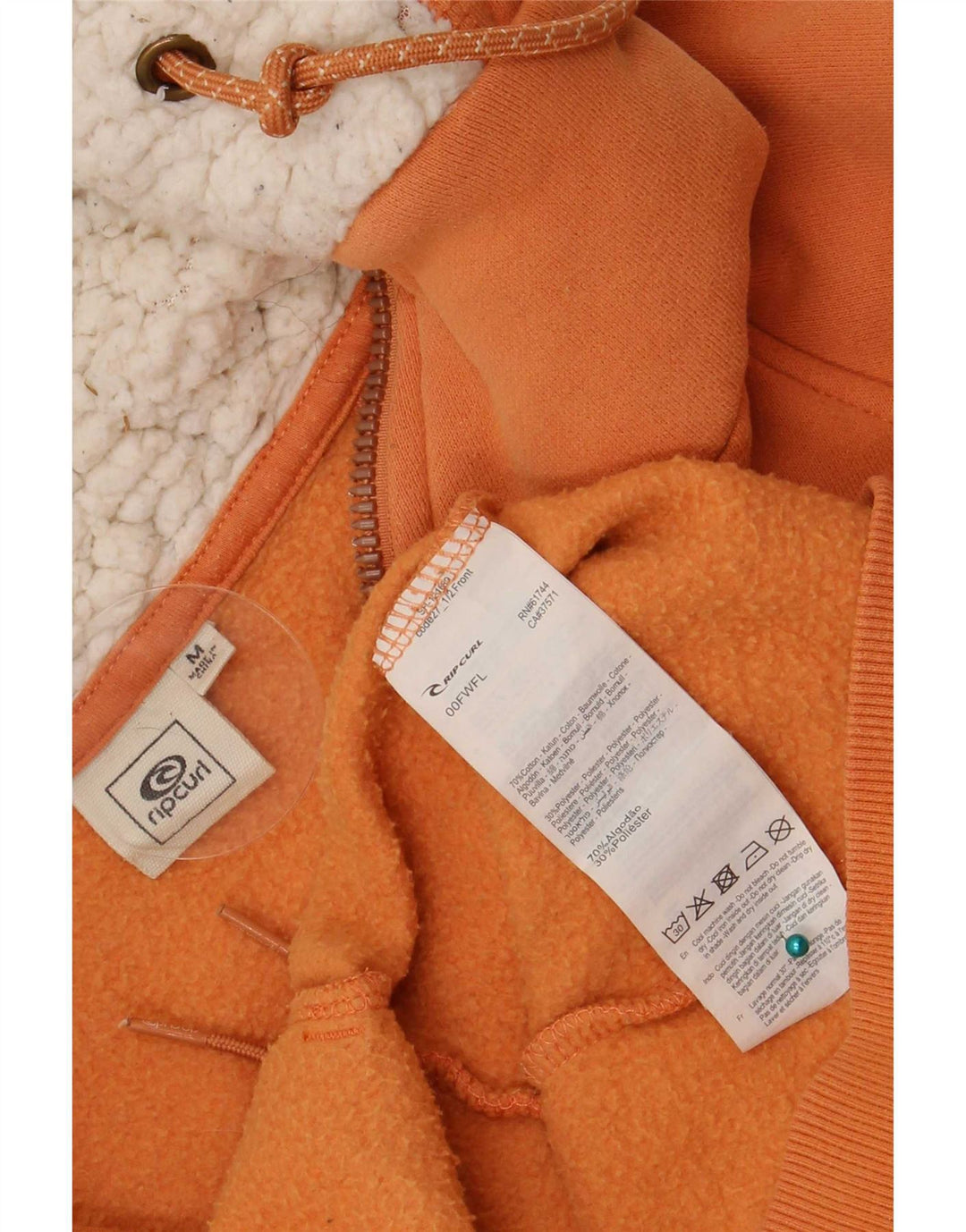 Rip Curl Damen-Kapuzenpullover mit Reißverschluss, UK 12, mittelorange, Baumwolle