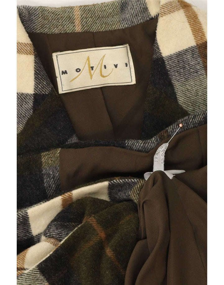 MOTIVI Damen-Blazerjacke mit 2 Knöpfen, UK 12, mittleres Khaki-Karomuster