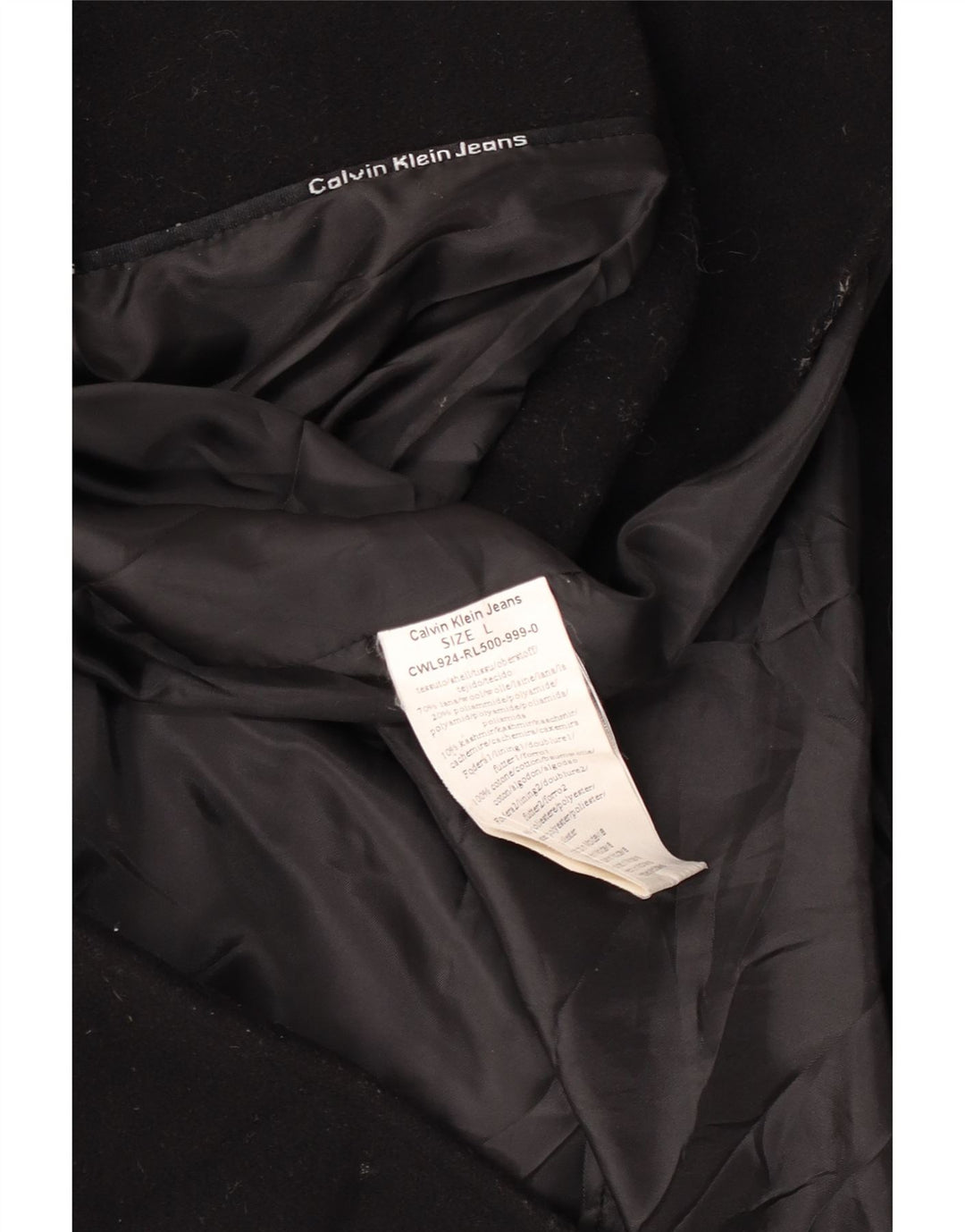 Calvin Klein Jeans Damen Mantel UK 14 Große schwarze Wolle