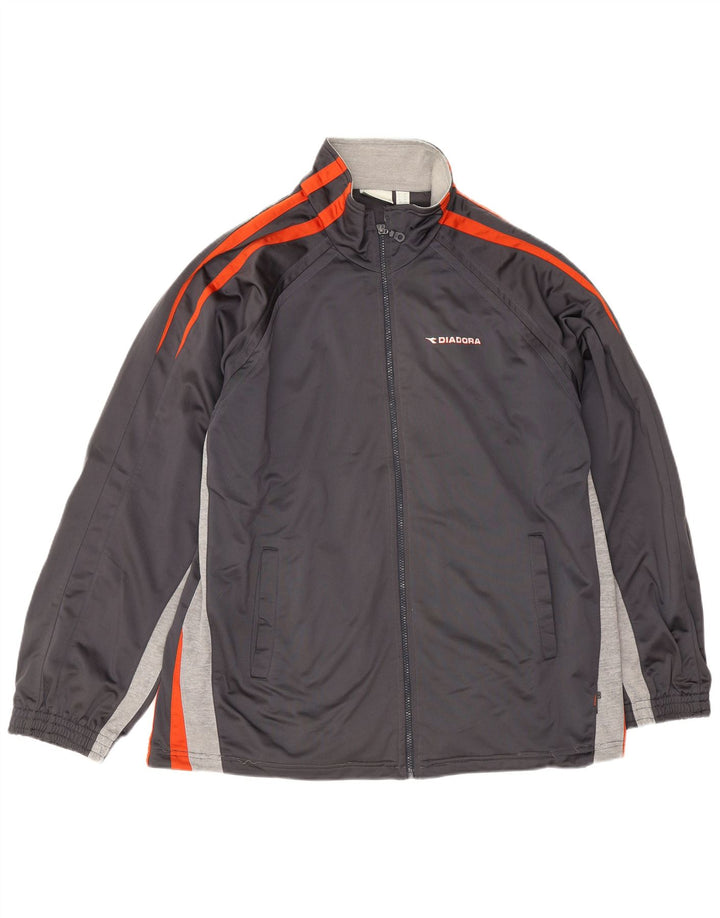 Diadora Herren-Trainingsanzug-Top-Jacke, UK 46 2XL, graues Colourblock-Polyester