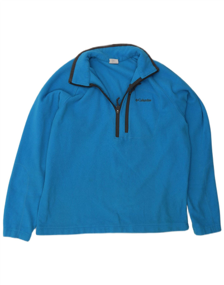 Columbia Herren-Fleecepullover mit Reißverschluss am Hals, großes, blaues Polyester