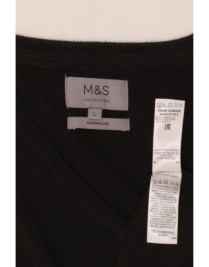 Marks & Spencer Herren-Pullover mit V-Ausschnitt, groß, Acryl, Schwarz