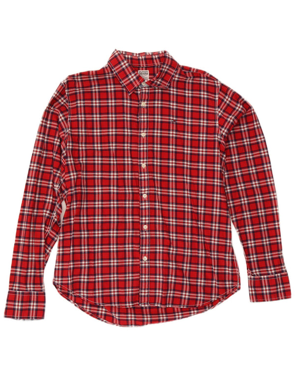 Tommy Hilfiger Herrenhemd XL, rot kariert, Baumwolle
