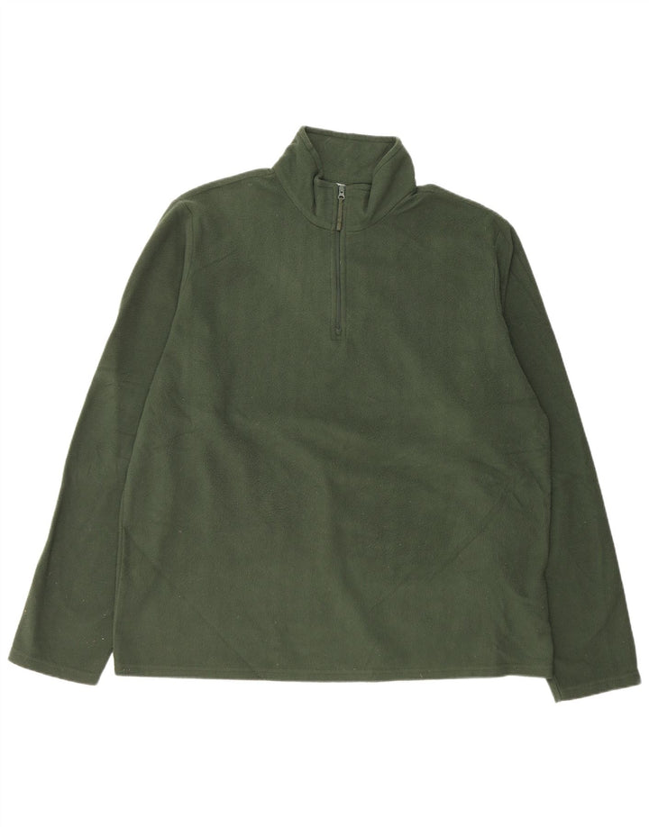 Mountain Warehouse Herren-Fleecepullover mit Reißverschluss am Hals, XL, grünes Polyester