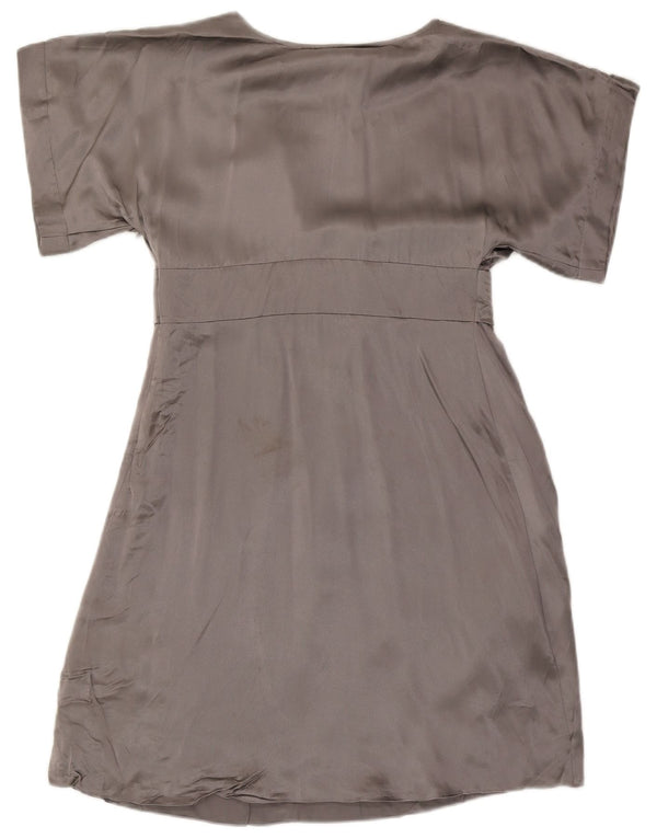 Ted Baker Empire-Kleid für Damen, Größe 3, mittelgraue Seide