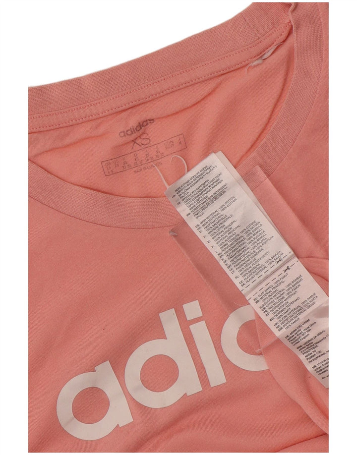 ADIDAS Damen Grafik T-Shirt Top UK 4/6 XS Rosa Baumwolle