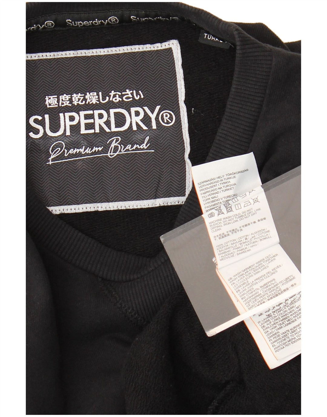 SUPERDRY Grafik-Sweatshirt-Pulloverkleid für Damen UK 12 Mittelschwarze Baumwolle