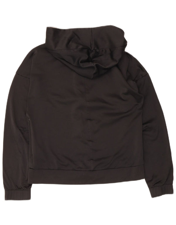 Adidas Womens Hooded Tracksuit Top Jacket UK 8/10 Small Black Polyester