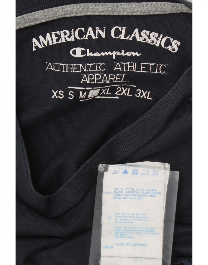 Champion Herren T-Shirt Top Large Marineblau Baumwolle