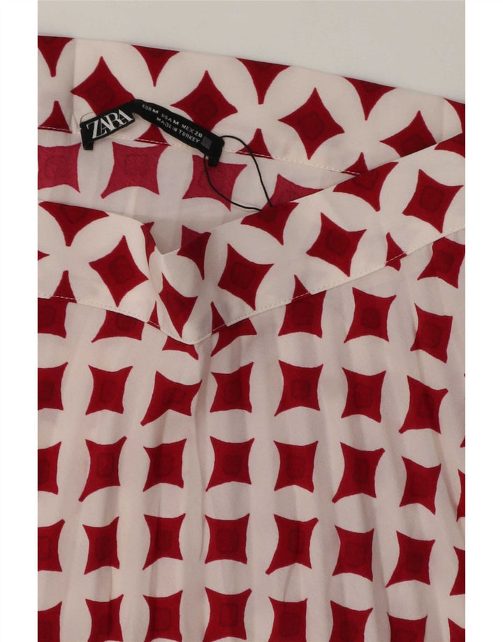 Zara Damen Minirock Medium W28 Weiß Geometrisch