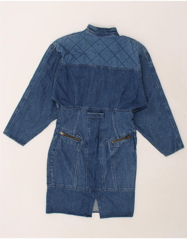 VINTAGE Damen Langarm-Jeanskleid UK 8 Small Blue