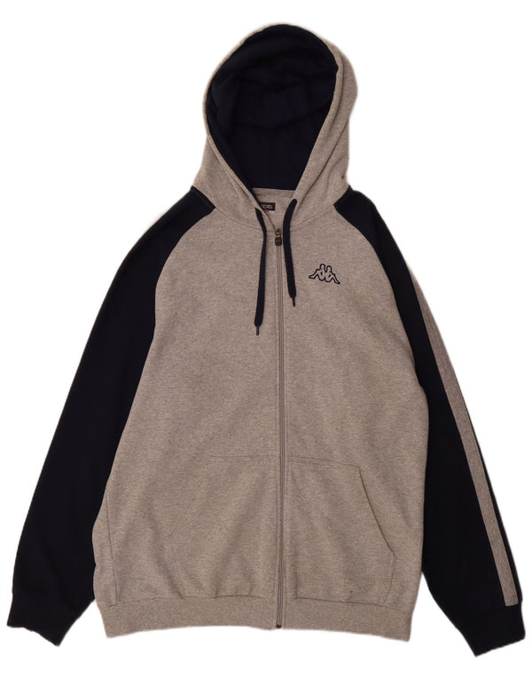 Kappa Herren-Kapuzenpullover mit Reißverschluss, 2XL, Grau, Farbblock